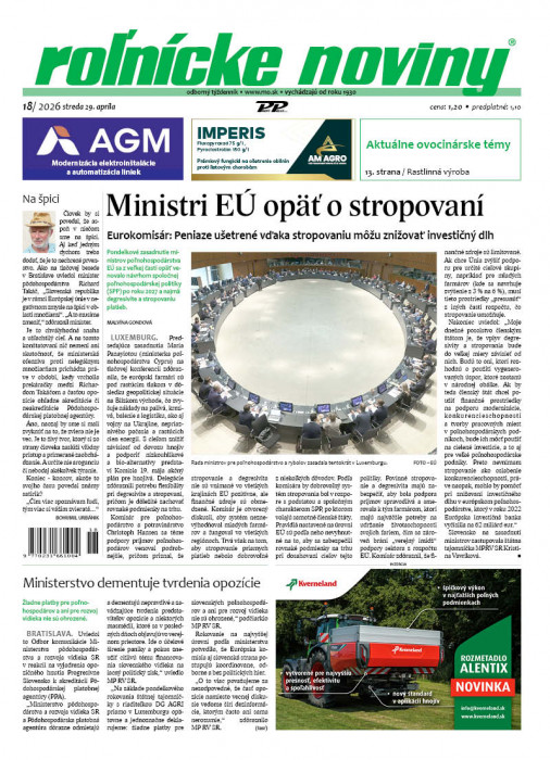 Obálka titulu Rolnické noviny - vydání č.&nbsp;18/2026