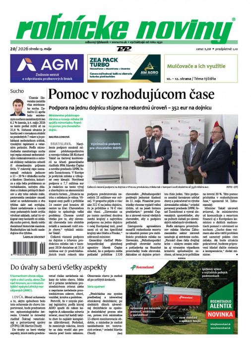 Obálka titulu Rolnické noviny - vydání č.&nbsp;20/2026