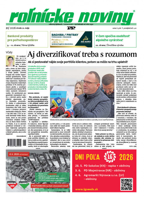 Obálka titulu Rolnické noviny - vydání č.&nbsp;21/2026
