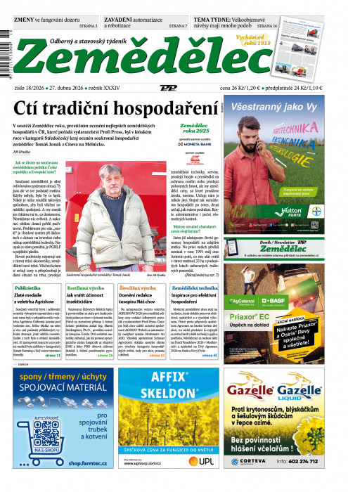 Obálka časopisu Zemědělec