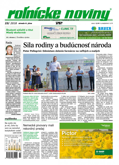 Obálka titulu Rolnické noviny - vydání č. 23/2018