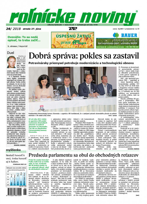 Obálka titulu Rolnické noviny - vydání č. 26/2018