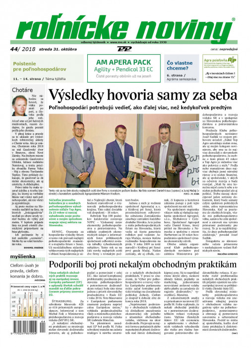 Obálka titulu Rolnické noviny - vydání č. 44/2018