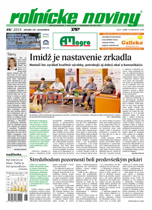 Obálka titulu Rolnické noviny - vydání č. 46/2019