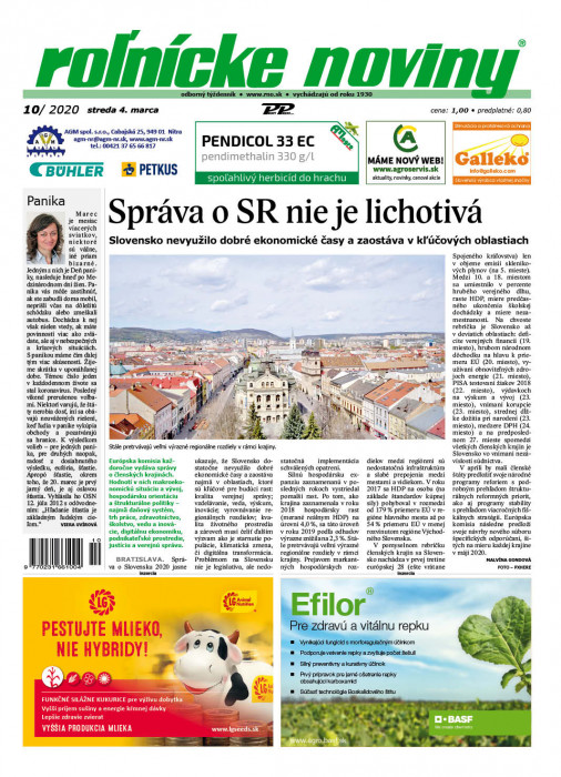 Obálka titulu Rolnické noviny - vydání č. 10/2020