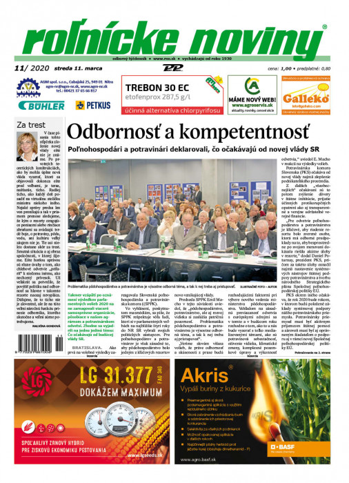Obálka titulu Rolnické noviny - vydání č. 11/2020