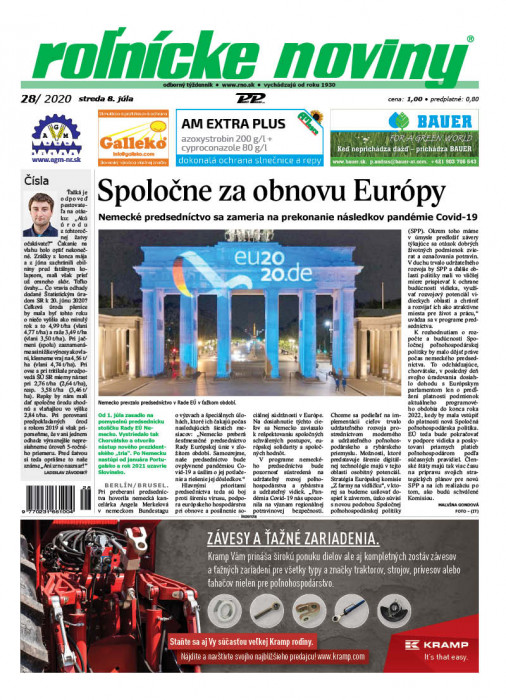 Obálka titulu Rolnické noviny - vydání č. 28/2020