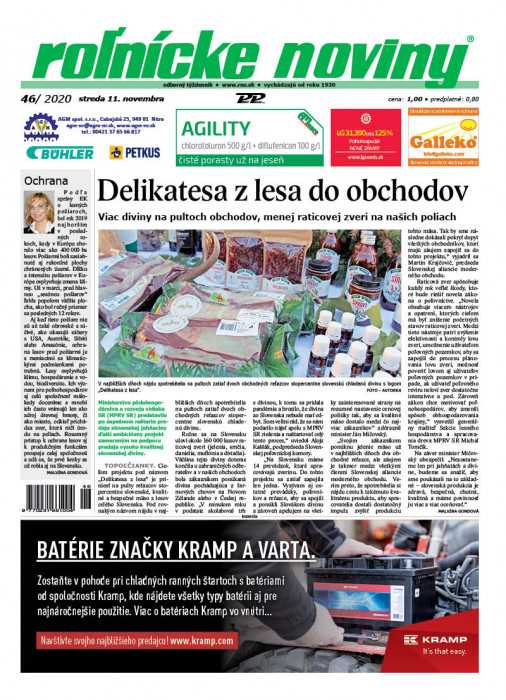 Obálka titulu Rolnické noviny - vydání č. 46/2020
