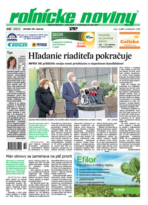 Obálka titulu Rolnické noviny - vydání č. 10/2021