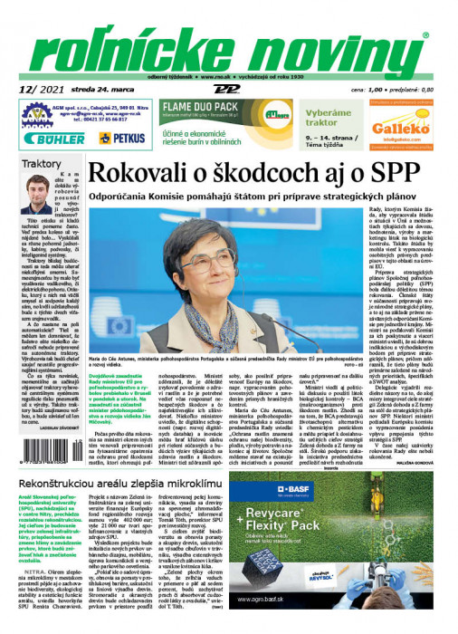 Obálka titulu Rolnické noviny - vydání č. 12/2021