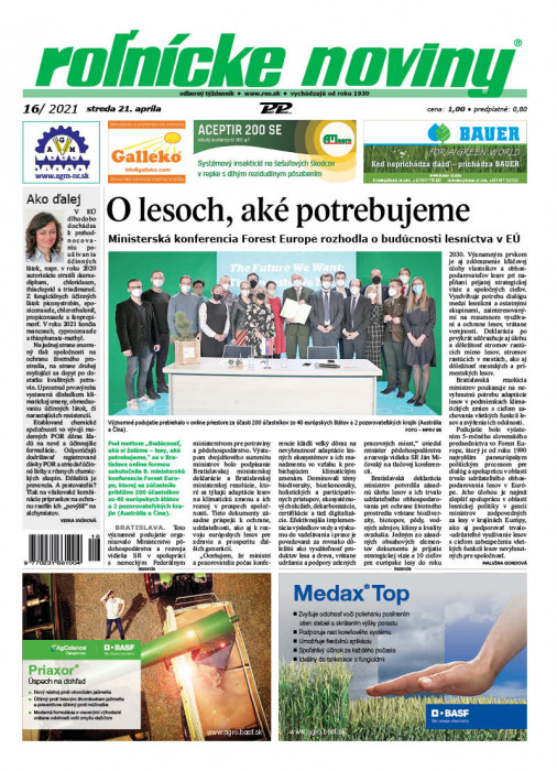 Obálka titulu Rolnické noviny - vydání č. 16/2021