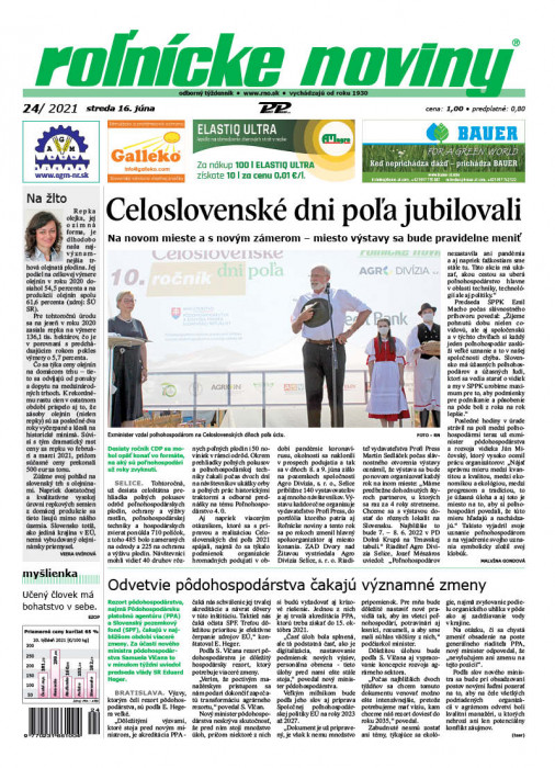Obálka titulu Rolnické noviny - vydání č. 24/2021