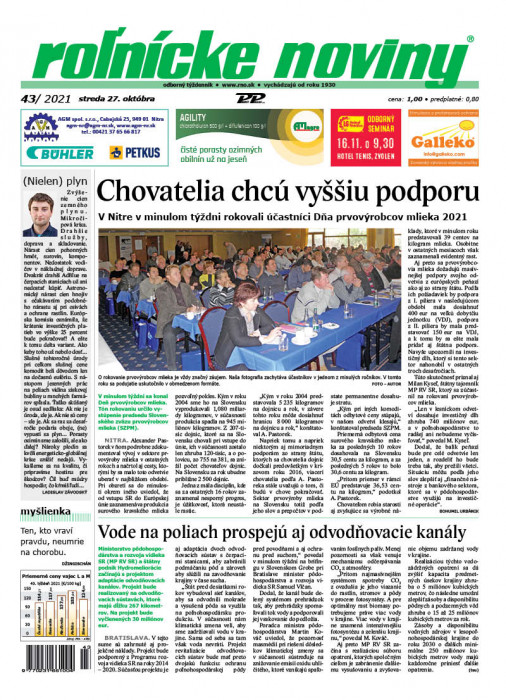 Obálka titulu Rolnické noviny - vydání č. 43/2021