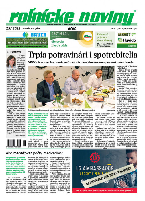 Obálka titulu Rolnické noviny - vydání č. 25/2022