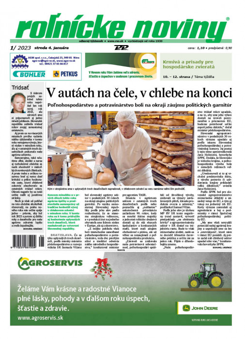 Obálka titulu Rolnické noviny - vydání č. 1/2023