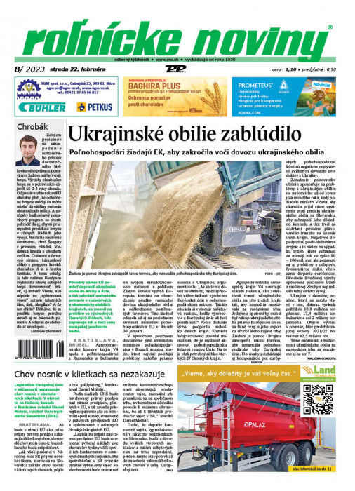 Obálka titulu Rolnické noviny - vydání č. 8/2023
