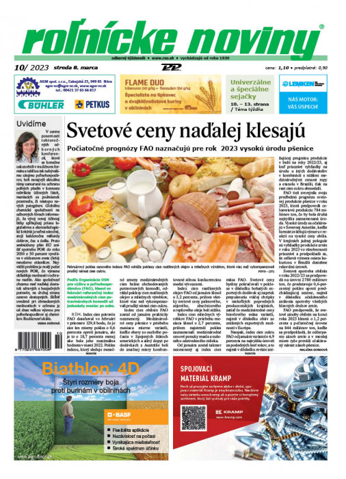 Obálka titulu Rolnické noviny - vydání č. 10/2023