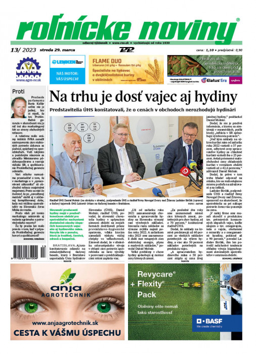 Obálka titulu Rolnické noviny - vydání č. 13/2023