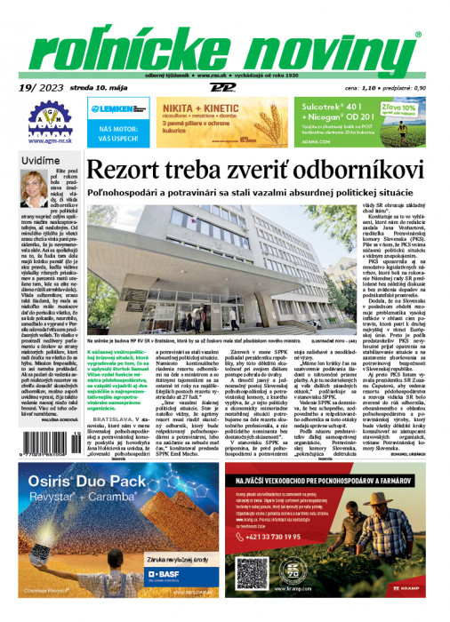 Obálka titulu Rolnické noviny - vydání č. 19/2023