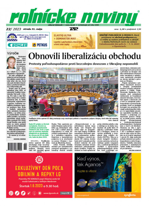 Obálka titulu Rolnické noviny - vydání č. 22/2023
