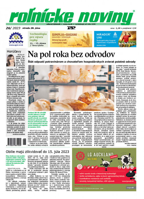 Obálka titulu Rolnické noviny - vydání č. 26/2023