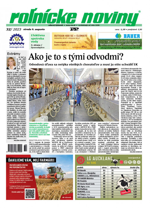 Obálka titulu Rolnické noviny - vydání č. 32/2023