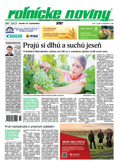 Obálka titulu Rolnické noviny - vydání č. 37/2023