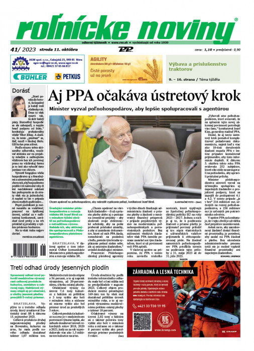 Obálka titulu Rolnické noviny - vydání č. 41/2023