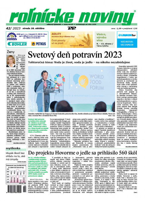 Obálka titulu Rolnické noviny - vydání č. 42/2023