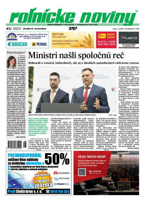 Obálka titulu Rolnické noviny - vydání č. 45/2023