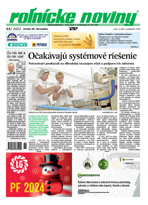Obálka titulu Rolnické noviny - vydání č. 51/2023