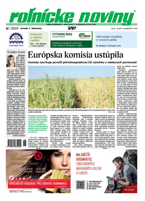 Obálka titulu Rolnické noviny - vydání č. 6/2024