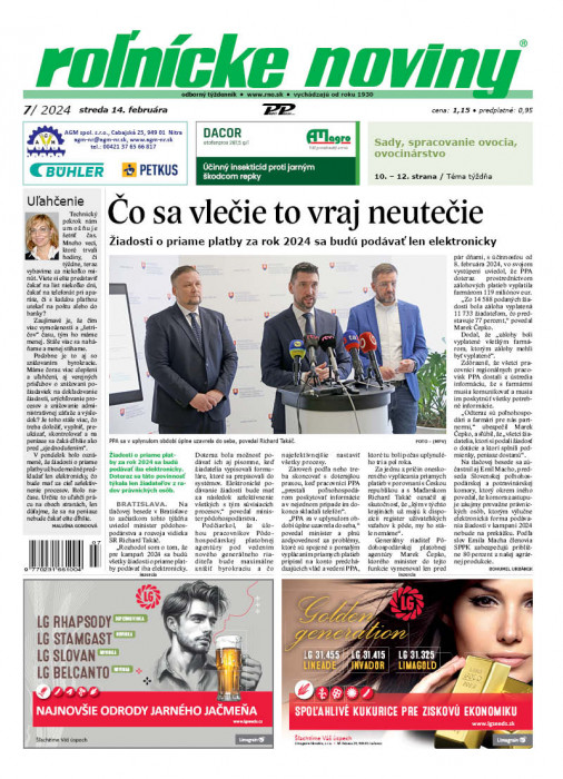 Obálka titulu Rolnické noviny - vydání č. 7/2024
