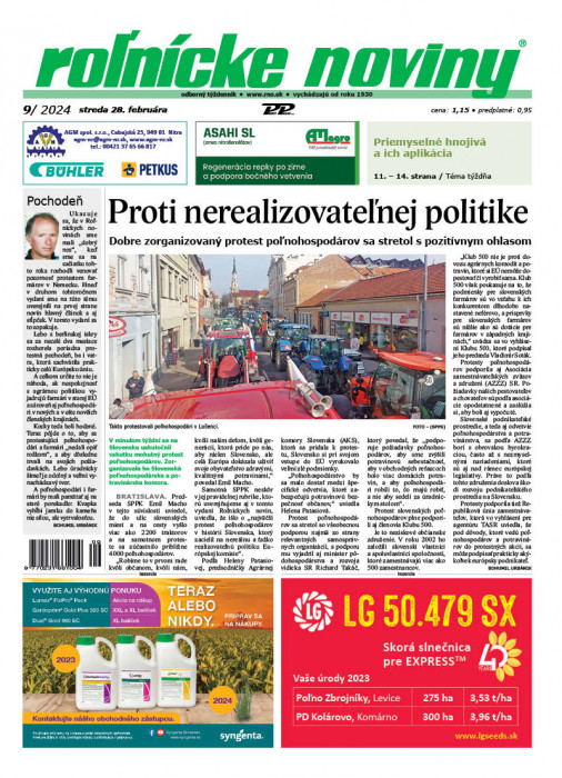 Obálka titulu Rolnické noviny - vydání č. 9/2024