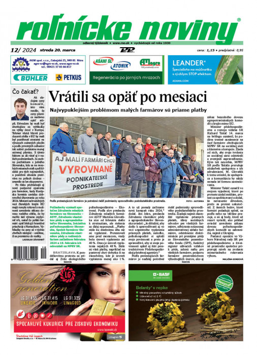 Obálka titulu Rolnické noviny - vydání č. 12/2024