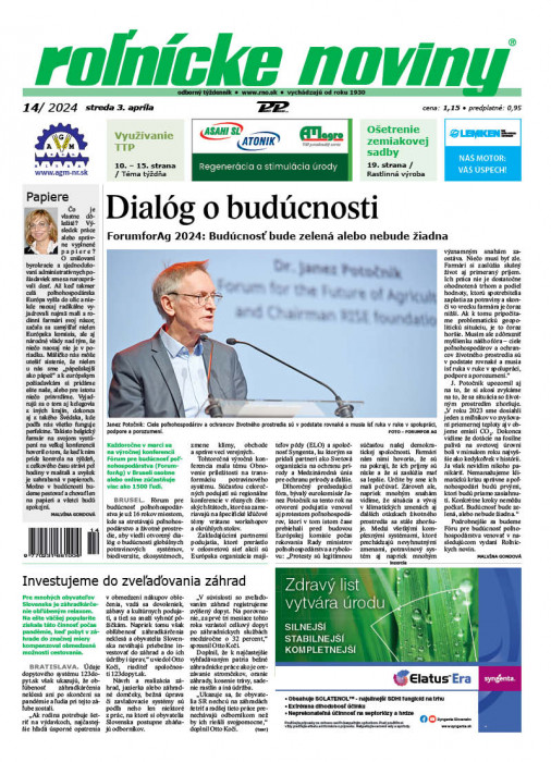 Obálka titulu Rolnické noviny - vydání č. 14/2024
