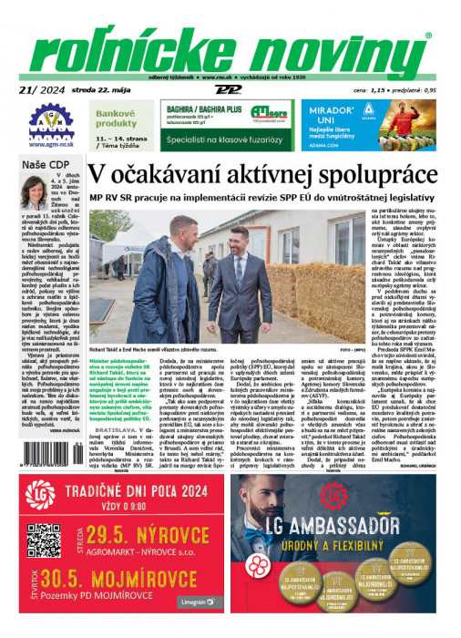 Obálka titulu Rolnické noviny - vydání č. 21/2024