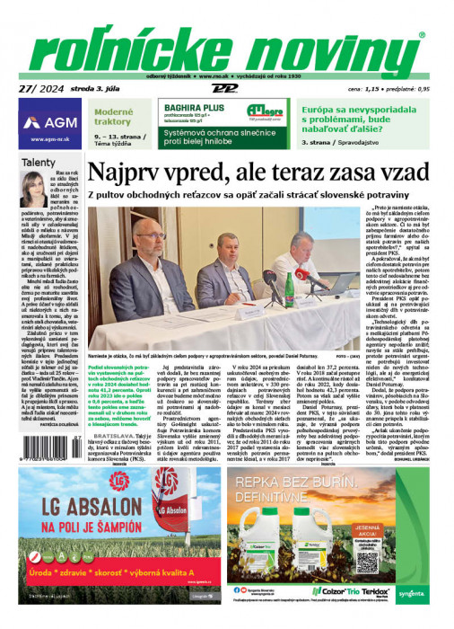 Obálka titulu Rolnické noviny - vydání č. 27/2024
