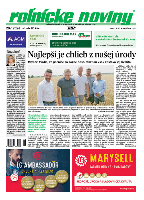 Obálka titulu Rolnické noviny - vydání č. 29/2024
