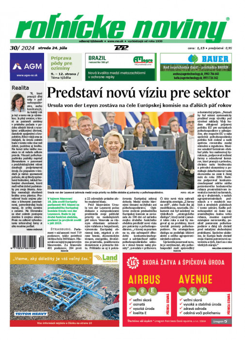 Obálka titulu Rolnické noviny - vydání č. 30/2024