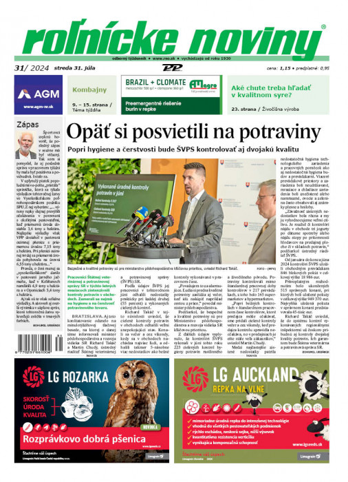 Obálka titulu Rolnické noviny - vydání č. 31/2024