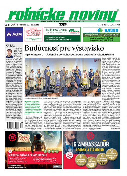 Obálka titulu Rolnické noviny - vydání č. 34/2024
