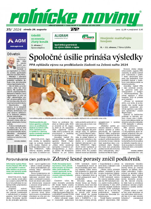 Obálka titulu Rolnické noviny - vydání č. 35/2024