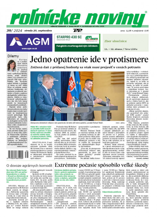 Obálka titulu Rolnické noviny - vydání č. 39/2024