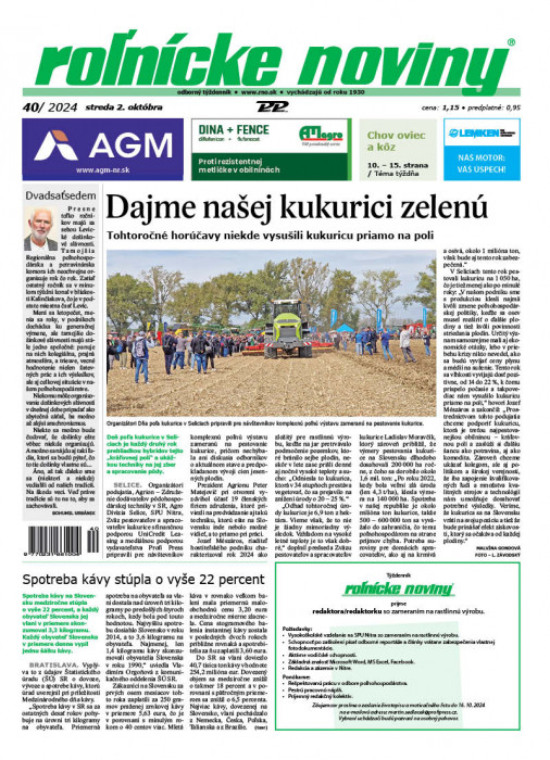 Obálka titulu Rolnické noviny - vydání č. 40/2024