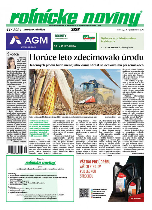 Obálka titulu Rolnické noviny - vydání č. 41/2024