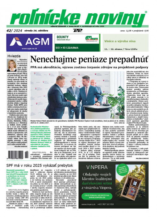 Obálka titulu Rolnické noviny - vydání č. 42/2024