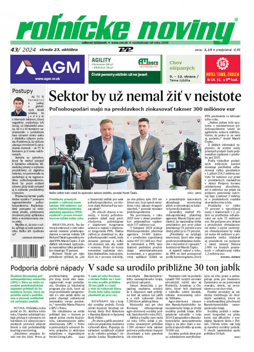 Obálka titulu Rolnické noviny - vydání č. 43/2024