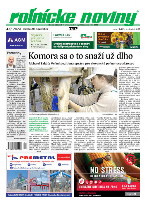 Obálka titulu Rolnické noviny - vydání č. 47/2024