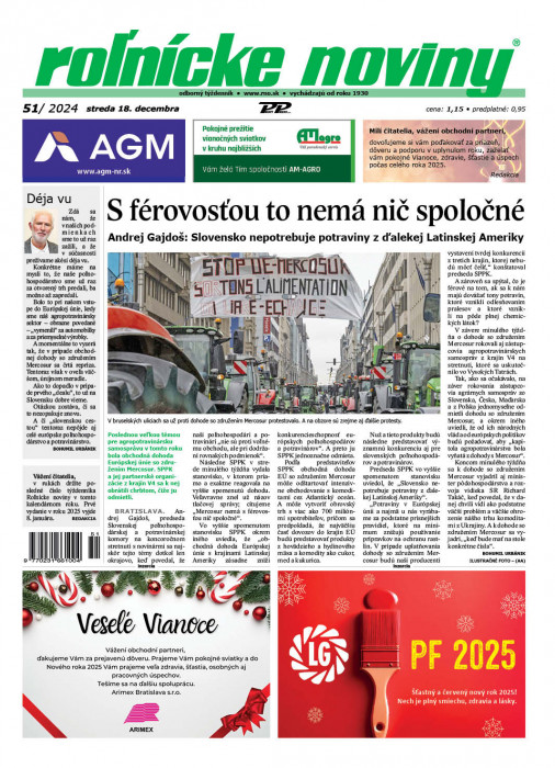 Obálka titulu Rolnické noviny - vydání č. 51/2024